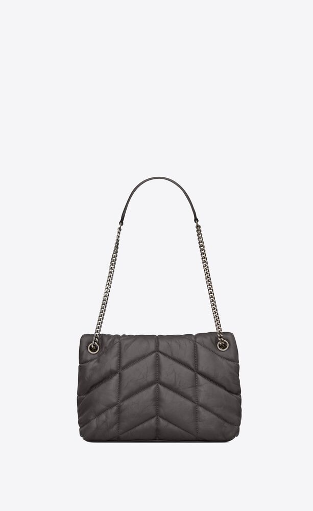SaintLaurent_퀼트 처리된 크링클드 매트 가죽 소재의 루루 푸퍼 스몰백