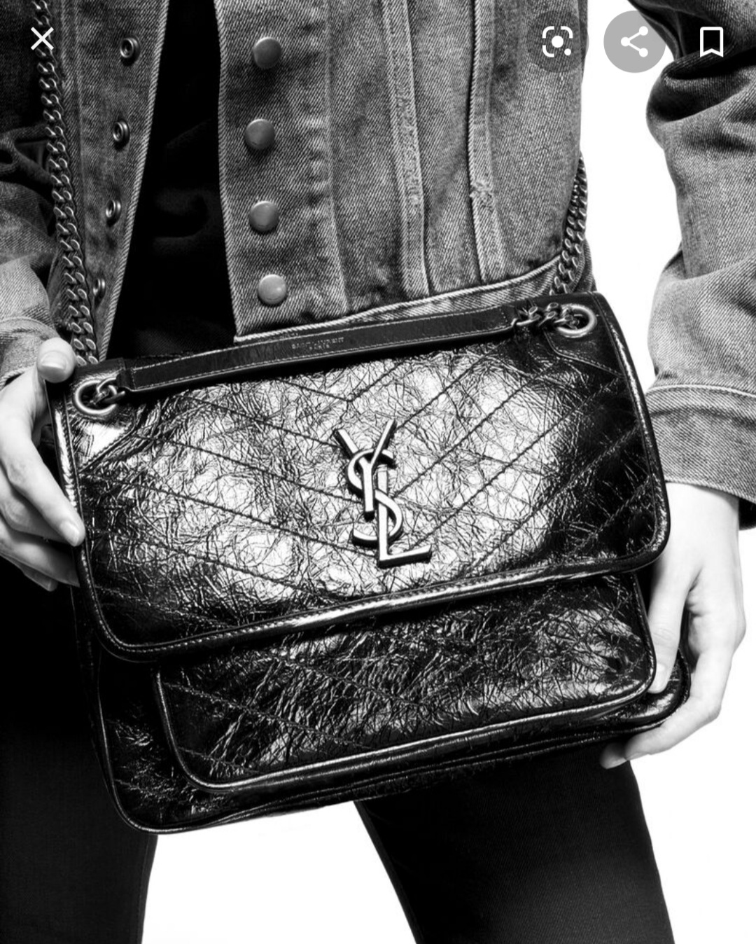 SaintLaurent_퀼트 처리된 크링클드 빈티지 가죽 소재의 니키 미디엄 백