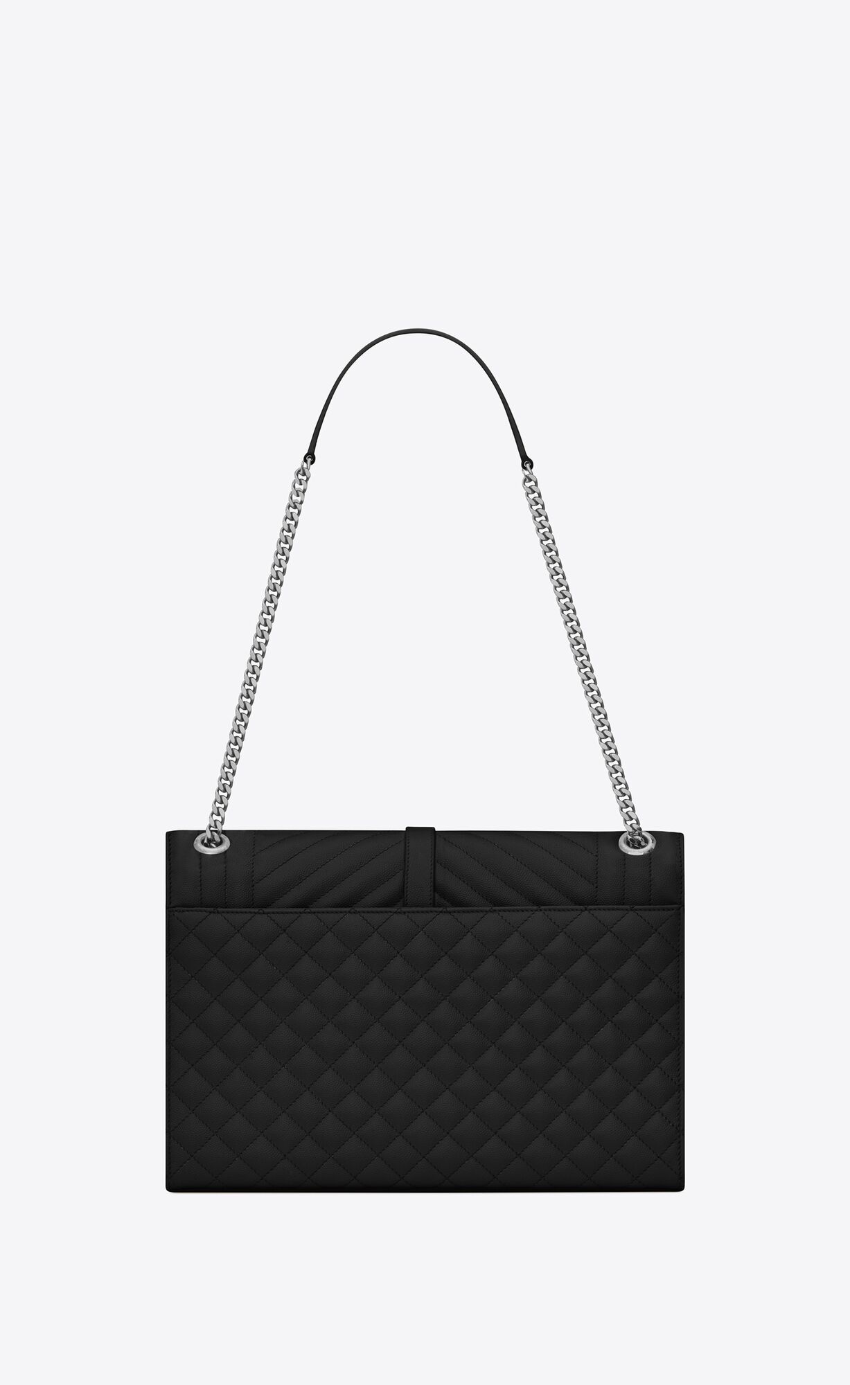 SaintLaurent_퀼티드 블랙 가죽 소재의 라지 엔벨로프 백