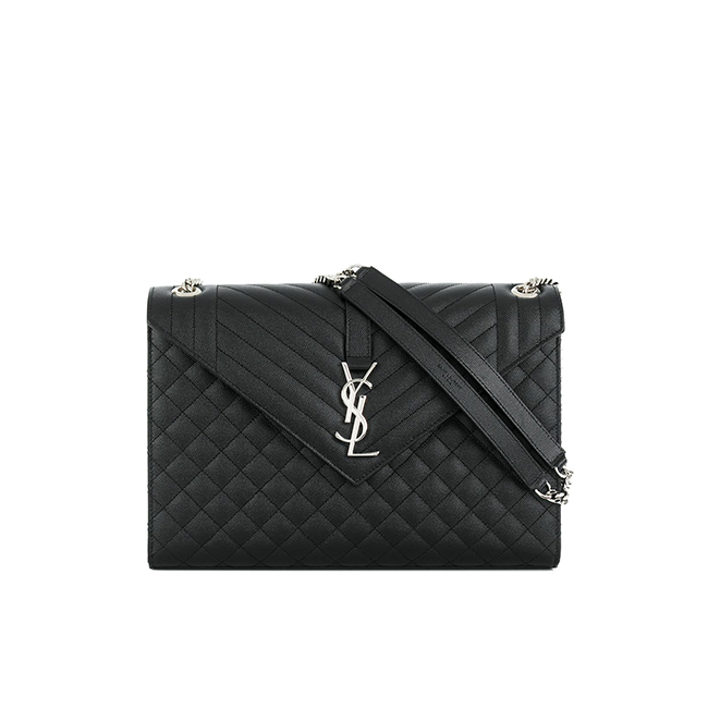 SaintLaurent_퀼티드 블랙 가죽 소재의 라지 엔벨로프 백 thumbnail