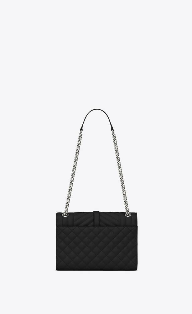 SaintLaurent_퀼티드 블랙 가죽 소재의 미디엄 엔벨로프 백 thumbnail