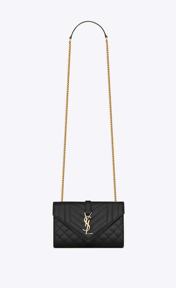 SaintLaurent_퀼티드 텍스처드 블랙 가죽 소재의 스몰 앙브로프 백