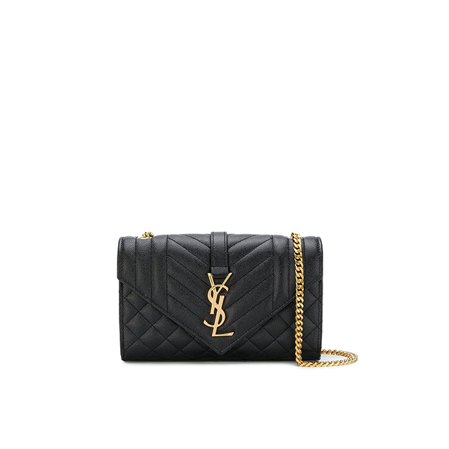 SaintLaurent_퀼티드 텍스처드 블랙 가죽 소재의 스몰 앙브로프 백