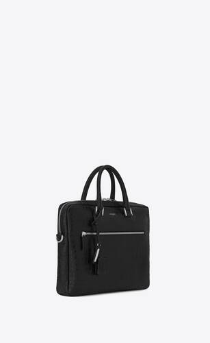SaintLaurent_크로커다일 무늬가 새겨진 블랙 가죽 소재의 삭 드 주르 서플 브리프케이스 thumbnail
