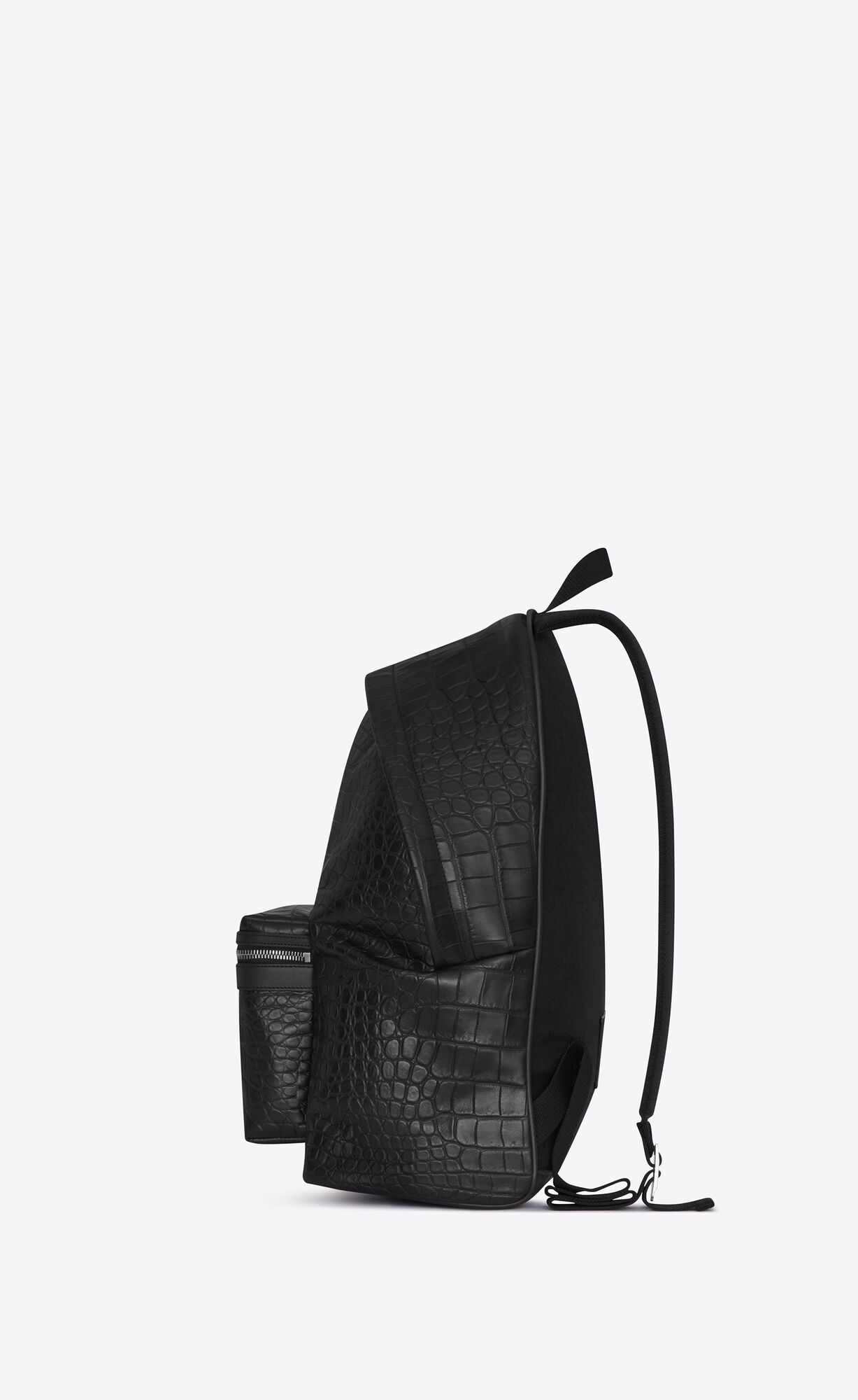 SaintLaurent_크로커다일 무늬가 새겨진 블랙 가죽 소재의 클래식 헌팅 백팩 thumbnail