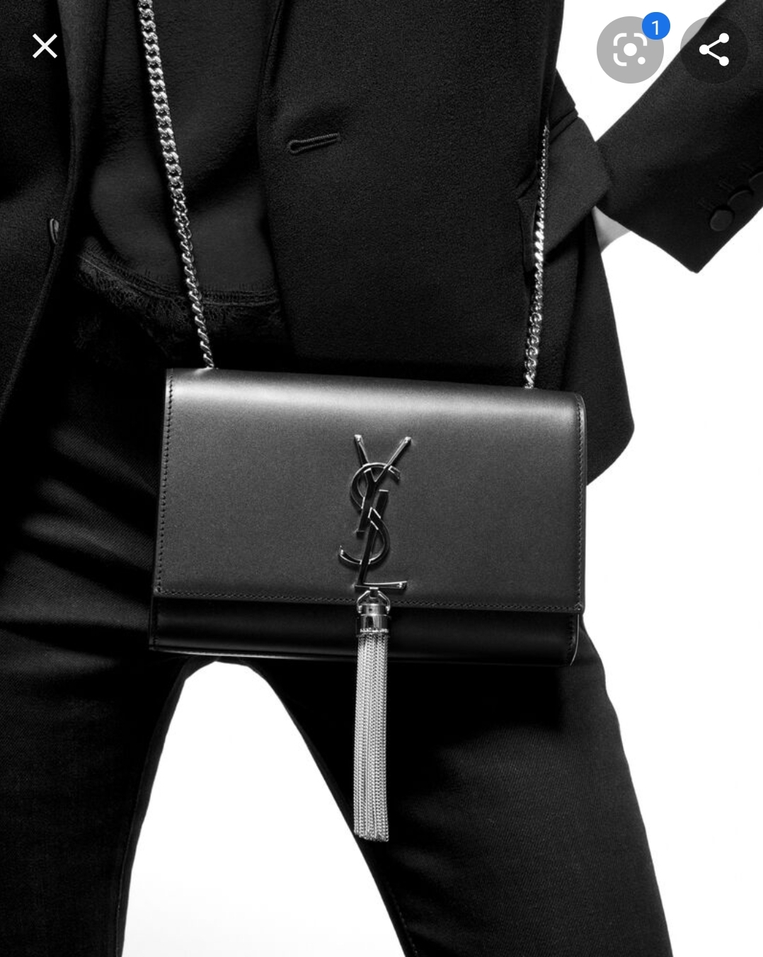 SaintLaurent_크로커다일 무늬가 새겨진 샤이니 페이디드 핑크 가죽 소재의 케이트 체인 태슬 백 thumbnail