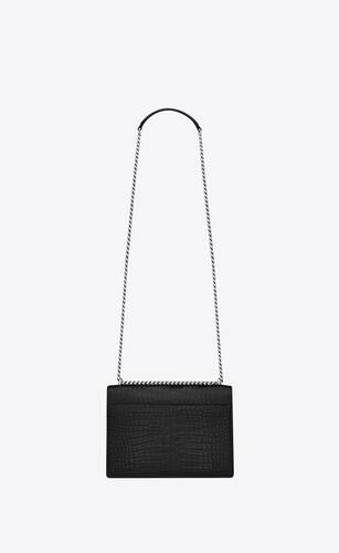 SaintLaurent_크로커다일 무늬가 새겨진 포그 샤이니 가죽 소재의 미디엄 선셋 모노그램 생 로랑 백
