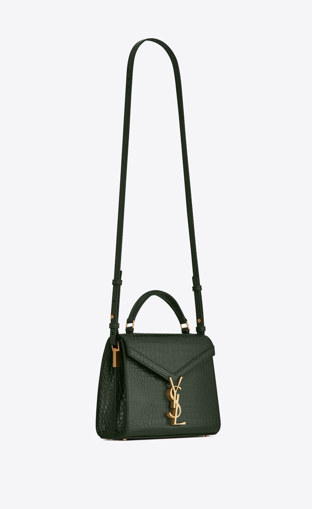 SaintLaurent_크로커다일 엠보스드 가죽 소재의 cassandra 미니 탑 핸들 백