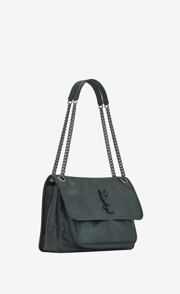 SaintLaurent_크로커다일 엠보스드 가죽 소재의 니키 미디엄백