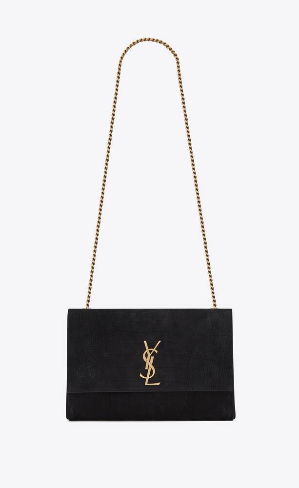 SaintLaurent_크로커다일 엠보스드 누벅 가죽 소재의 케이트 미디엄 리버서블 백