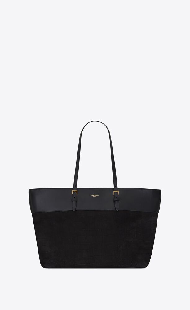 SaintLaurent_크로커다일 엠보스드 누벅 가죽과 스무스 가죽 소재의 부클레 e w 미디엄 쇼퍼백