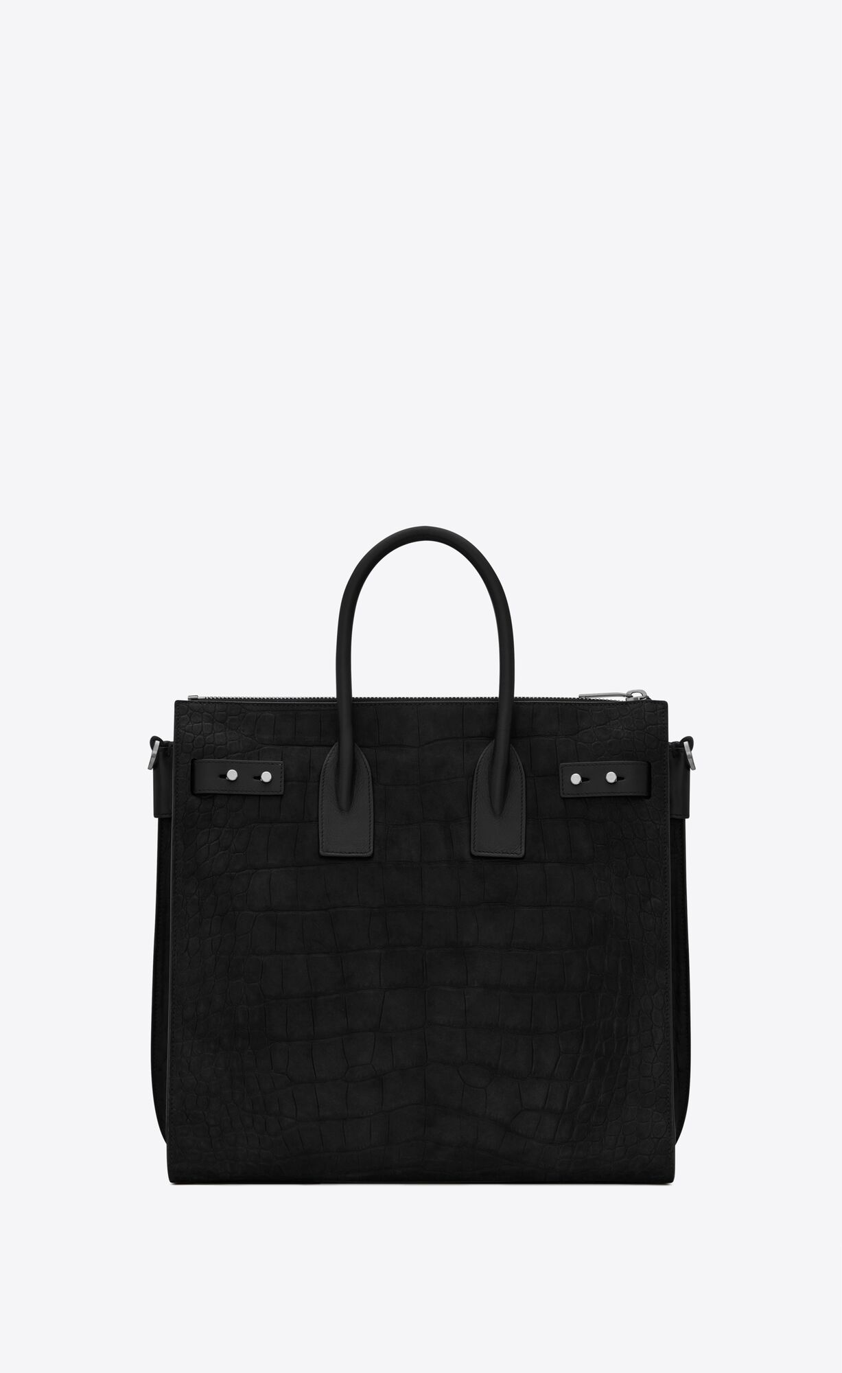SaintLaurent_크로커다일 엠보스드 누벅 가죽과 스무스 가죽 소재의 삭 드 주 노스 사우스 지퍼 토트백 thumbnail