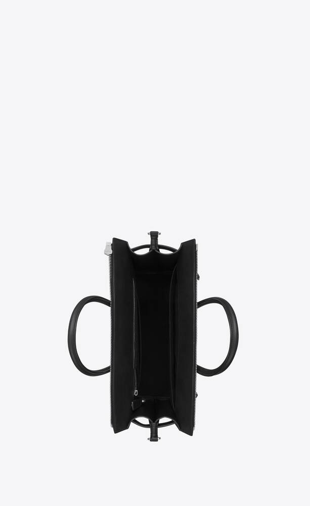 SaintLaurent_크로커다일 엠보스드 누벅 가죽과 스무스 가죽 소재의 삭 드 주 노스 사우스 지퍼 토트백 thumbnail