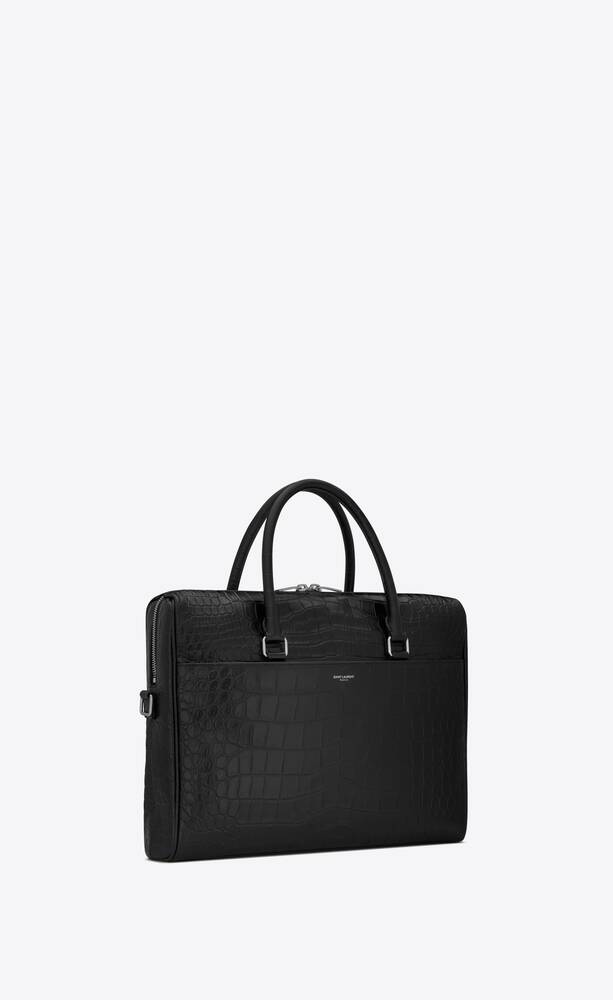 SaintLaurent_크로커다일 엠보스드 매트 가죽 소재의 생로랑 브리프케이스 더플백