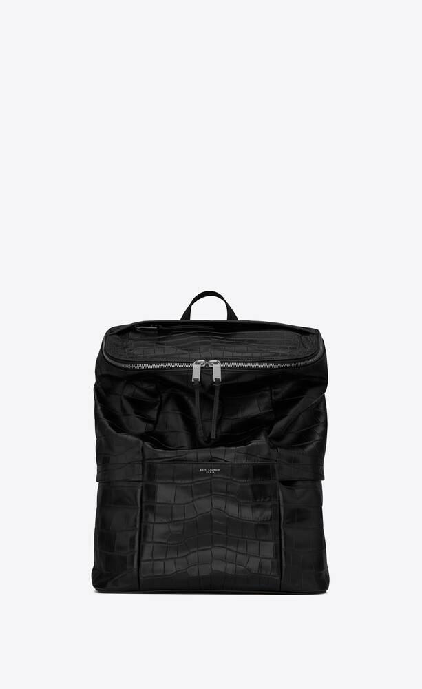 SaintLaurent_크로커다일 엠보스드 매트 가죽과 나일론 소재의 시드 백팩