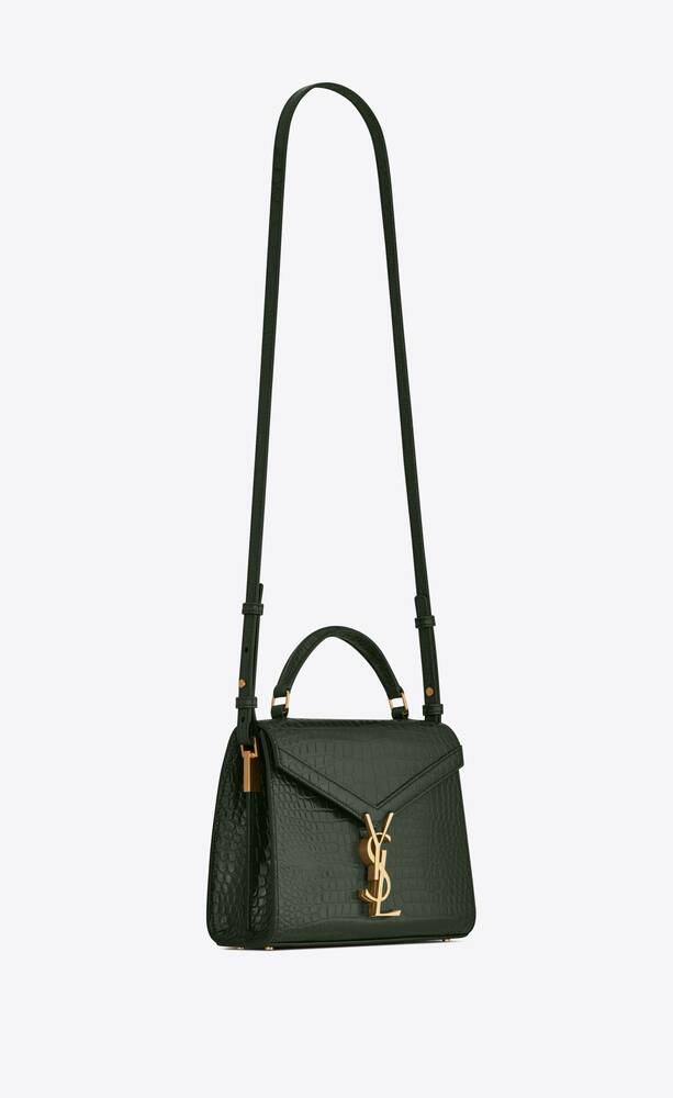 SaintLaurent_크로커다일 엠보스드 샤이니 가죽 소재의 카산드라 미니 탑 핸들 백
