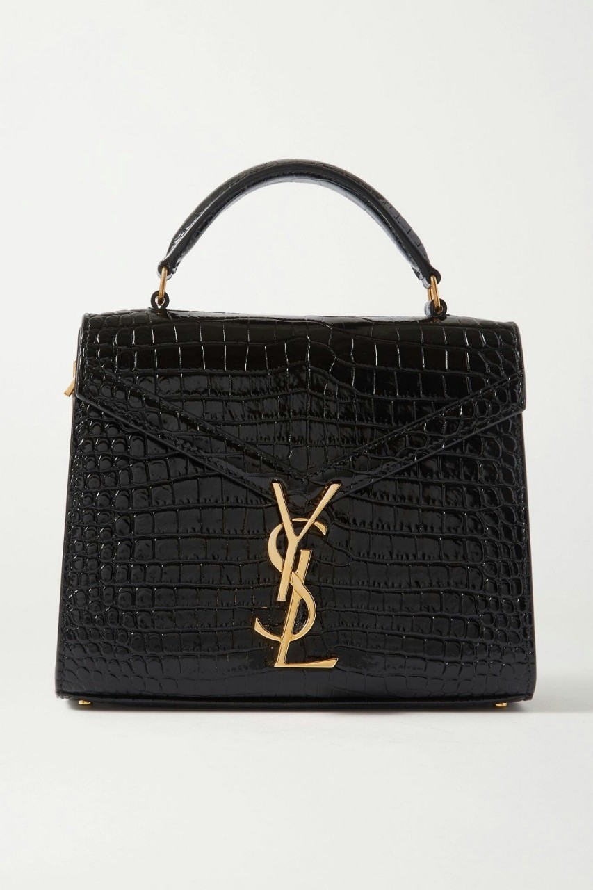 SaintLaurent_크로커다일 엠보스드 페이턴트 가죽 소재의 카산드라 미디엄 탑 핸들 백 thumbnail