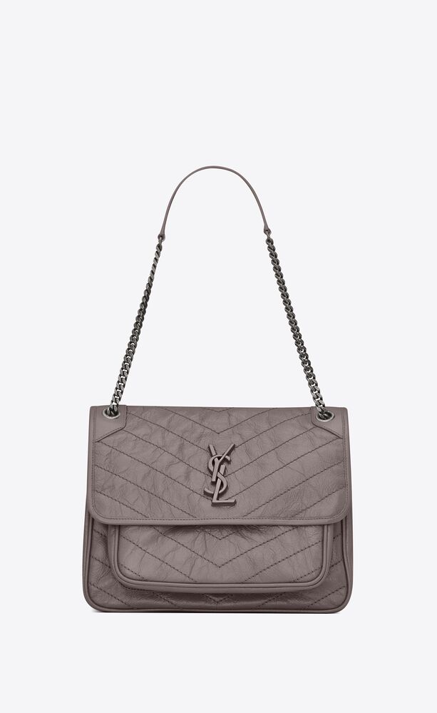 SaintLaurent_포그 가죽 소재의 크링클드 퀼티드 라지 니키 체인 백