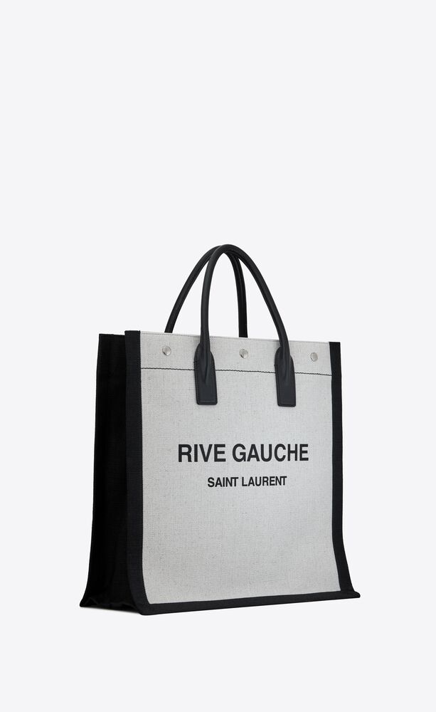 SaintLaurent_프린트 린넨과 가죽 소재의 리브 고시 토트백