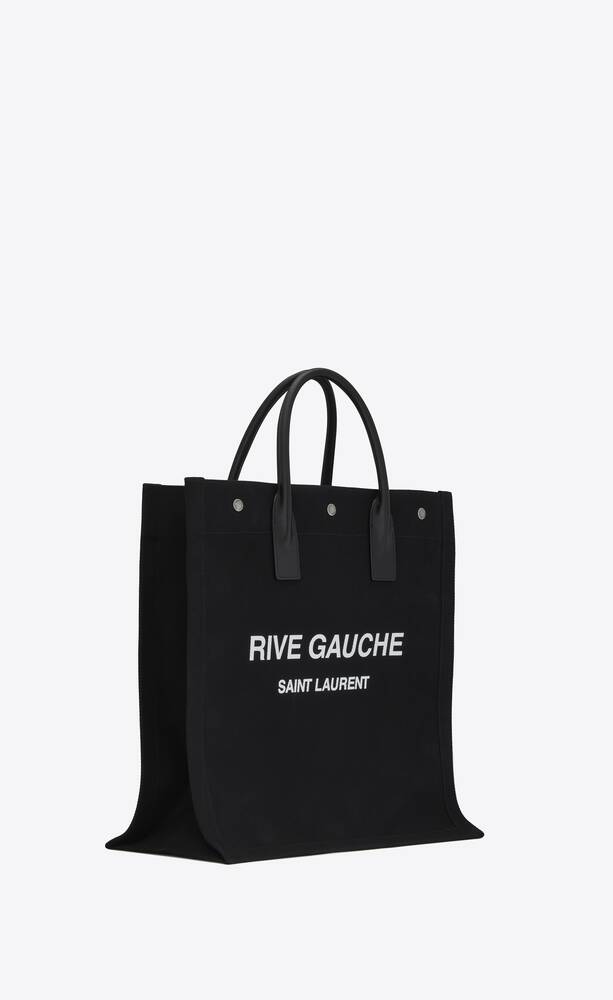 SaintLaurent_프린트 린넨과 가죽 소재의 리브 고시 토트백