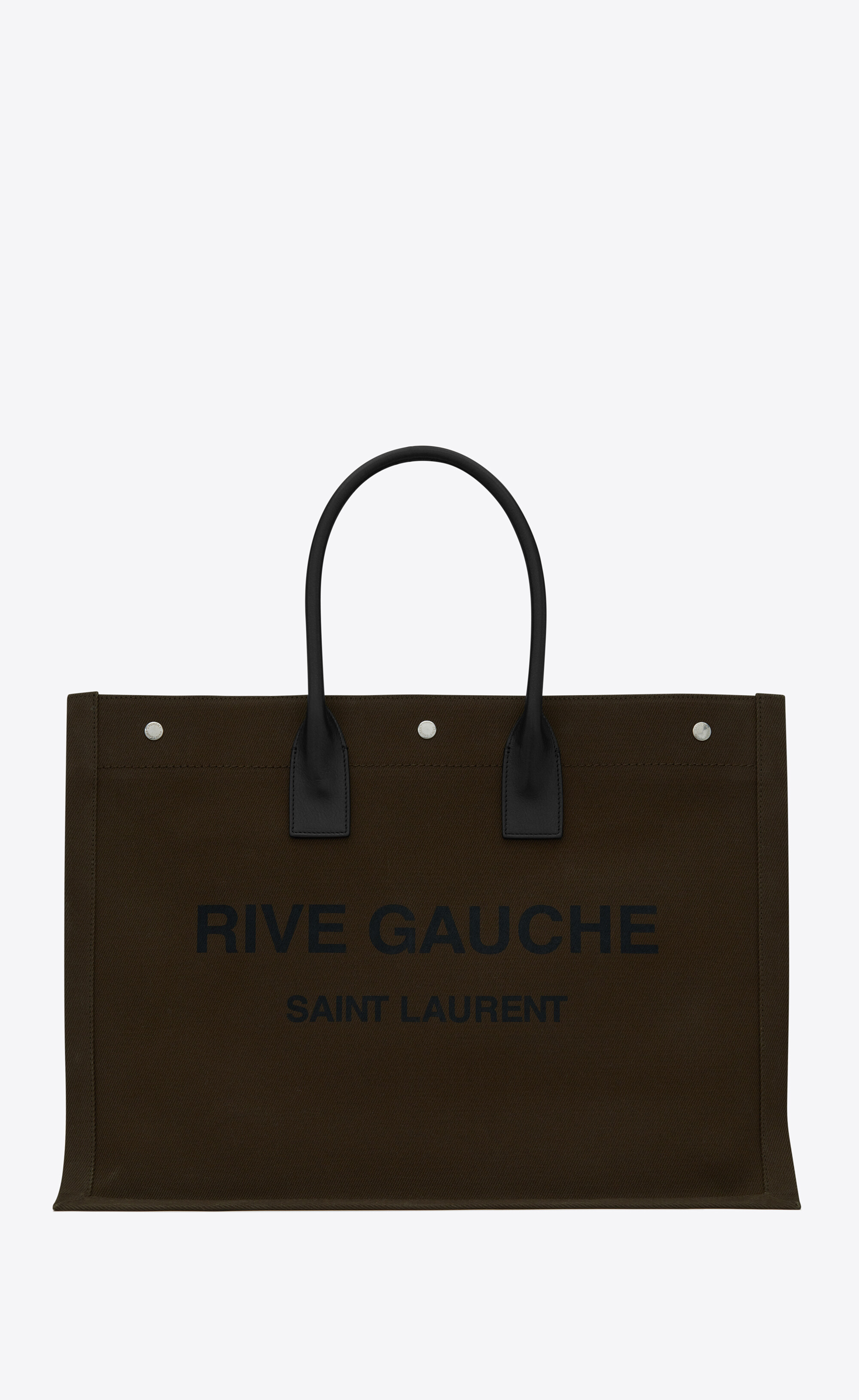 SaintLaurent_프린트 캔버스와 가죽 소재의 리브 고시 라지 토트백