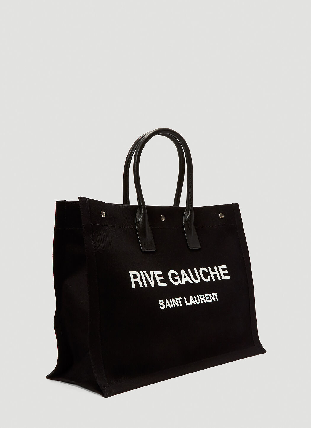 SaintLaurent_프린트 캔버스와 가죽 소재의 리브 고시 라지 토트백