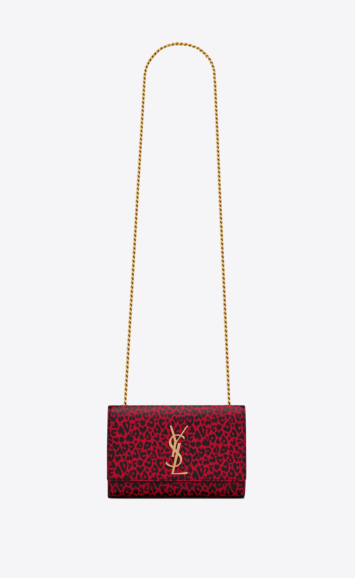 SaintLaurent_하트 형태 레오파드 프린트 가죽 소재의 스몰 kate 백