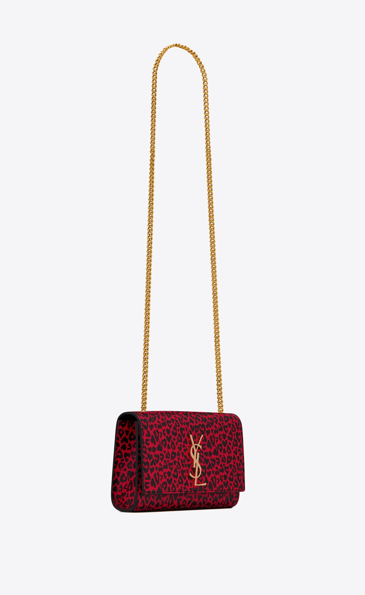 SaintLaurent_하트 형태 레오파드 프린트 가죽 소재의 스몰 kate 백
