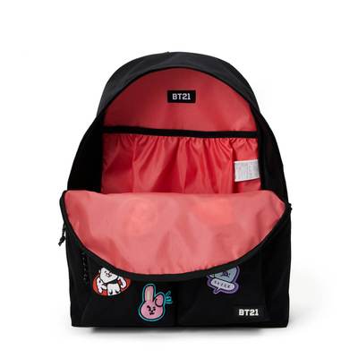 라인프렌즈_BT21 HEART 와펜 투포켓 블랙 백팩