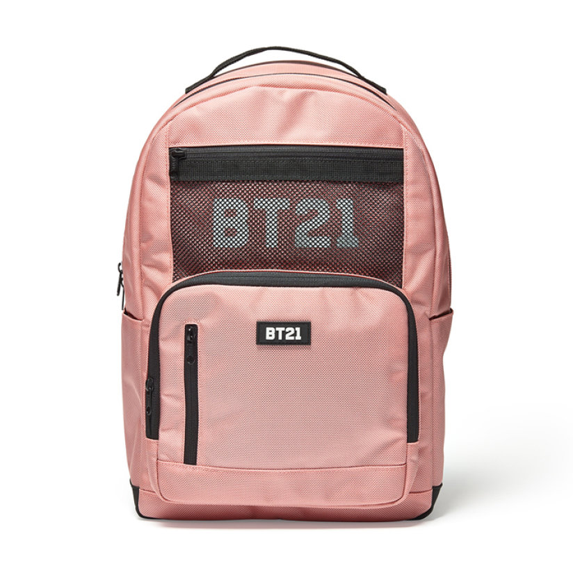 라인프렌즈_BT21 핑크 메쉬 백팩