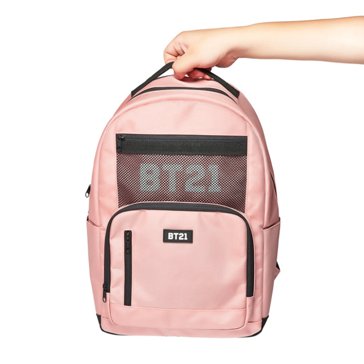 라인프렌즈_BT21 핑크 메쉬 백팩 thumbnail