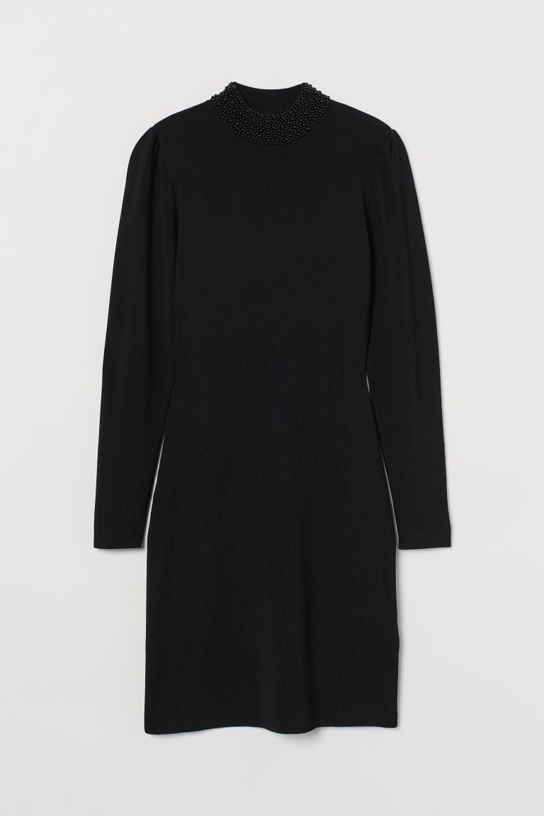 H&M_비즈 디테일 터틀넥 드레스