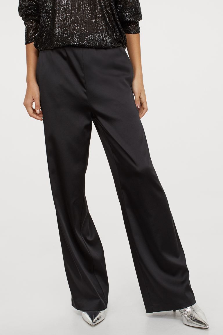 H&M_새틴 와이드 팬츠