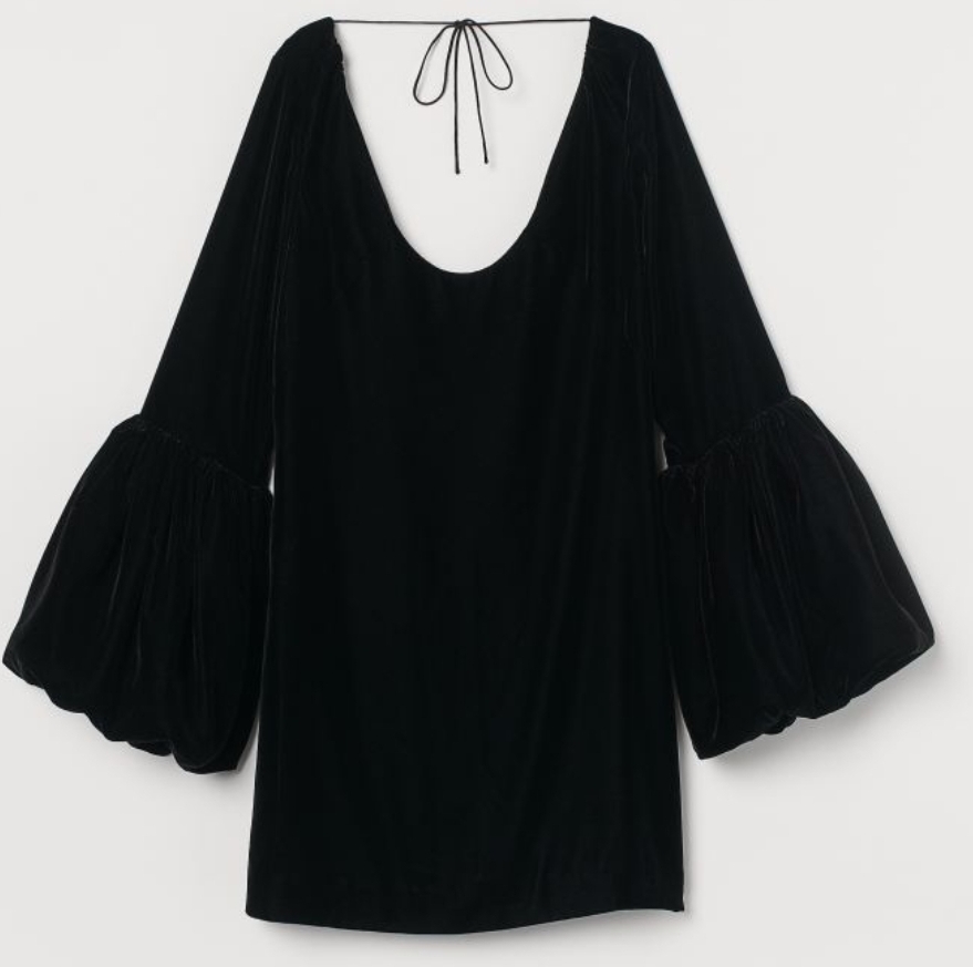 H&M_쇼트 벨벳 드레스 블랙
