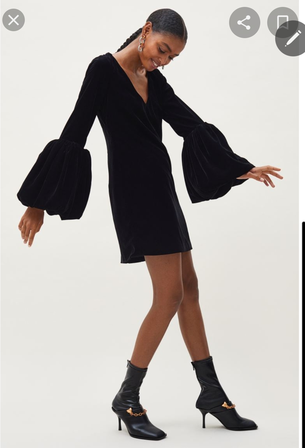H&M_쇼트 벨벳 드레스 블랙