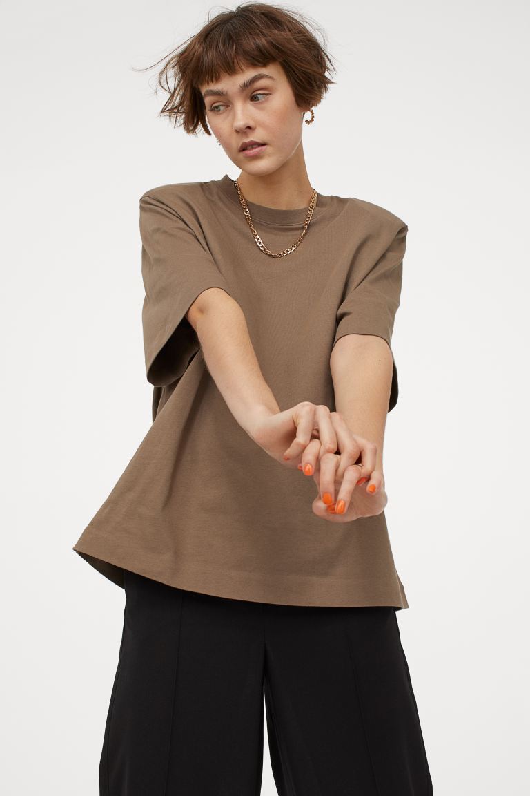 H&M_숄더 패드 티셔츠
