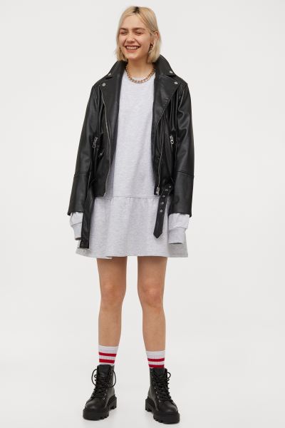 H&M_스웨트 드레스 라이트 그레이 멜란지 thumbnail