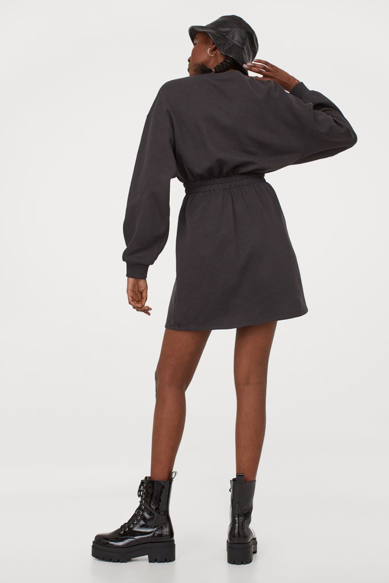 H&M_스웨트 드레스 챠콜그레이