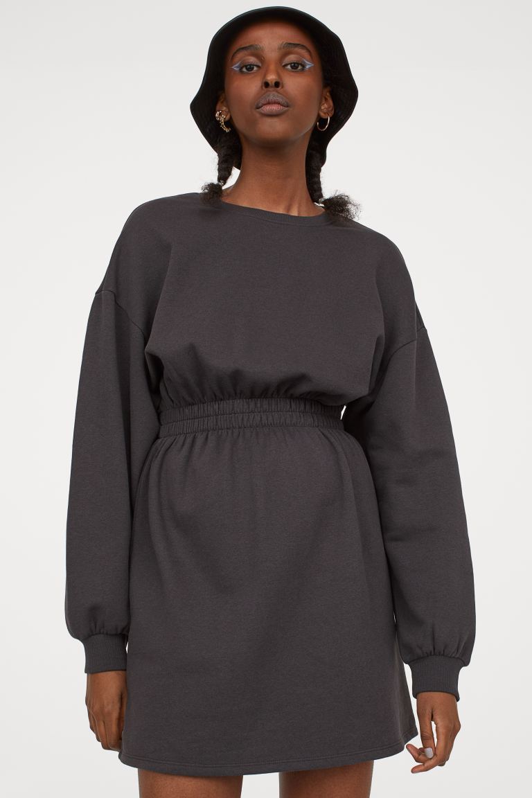 H&M_스웨트 드레스 챠콜그레이