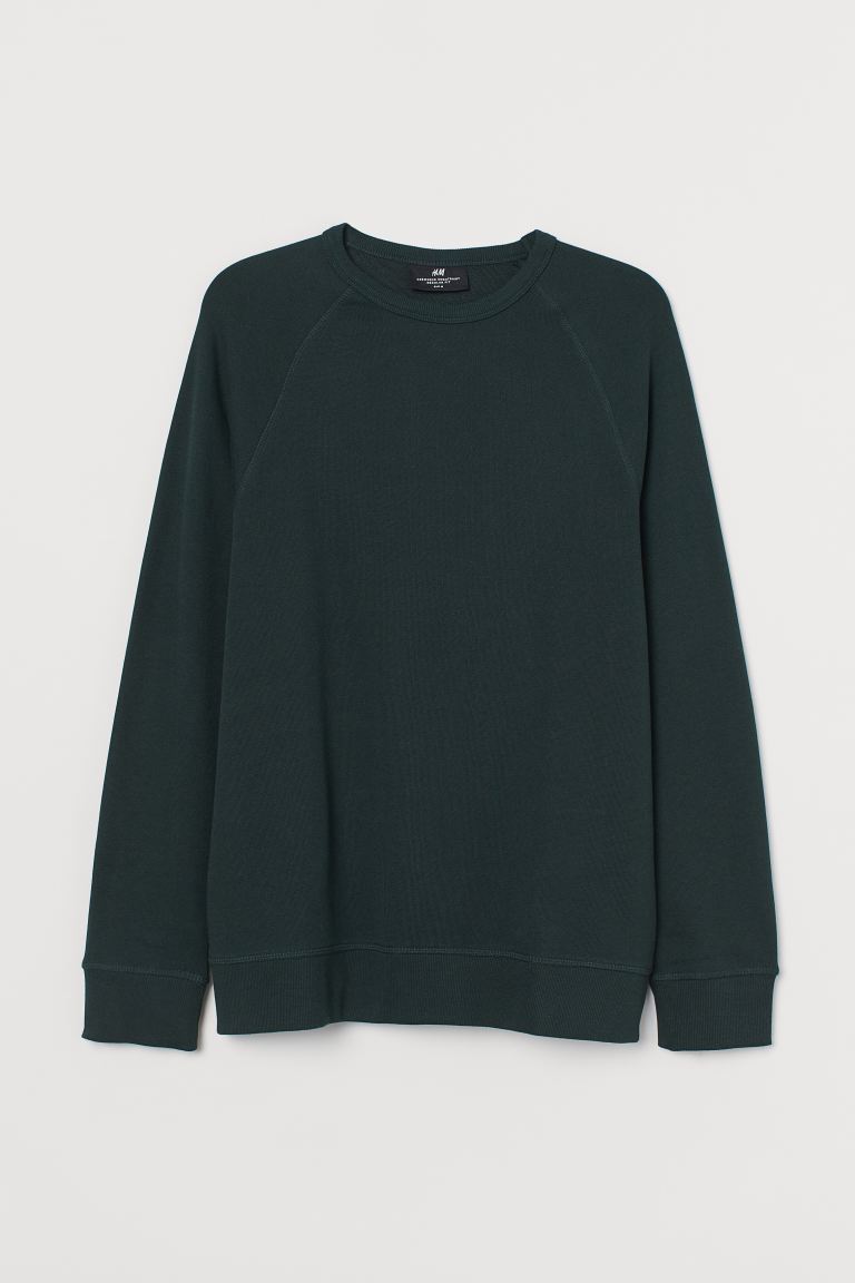 H&M_스웨트셔츠 다크 그린