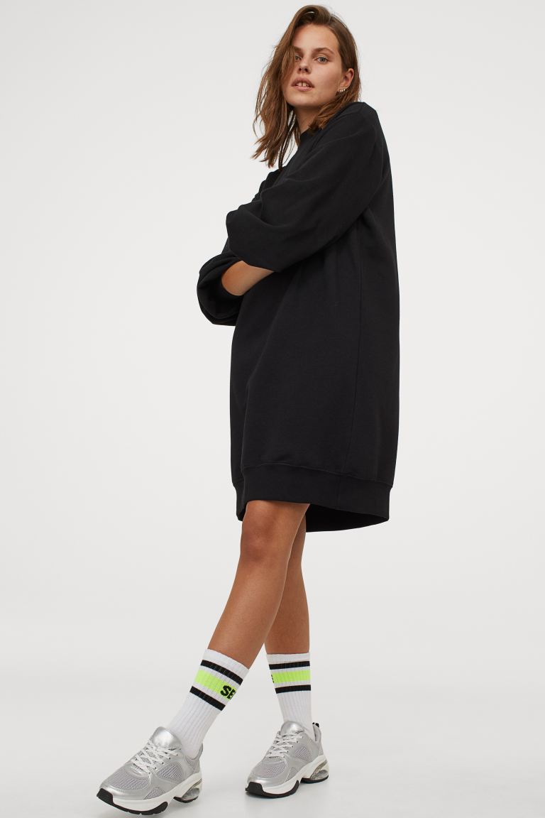 H&M_스웨트 드레스 블랙