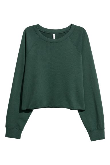 H&M_스웨트셔츠 다크 그린