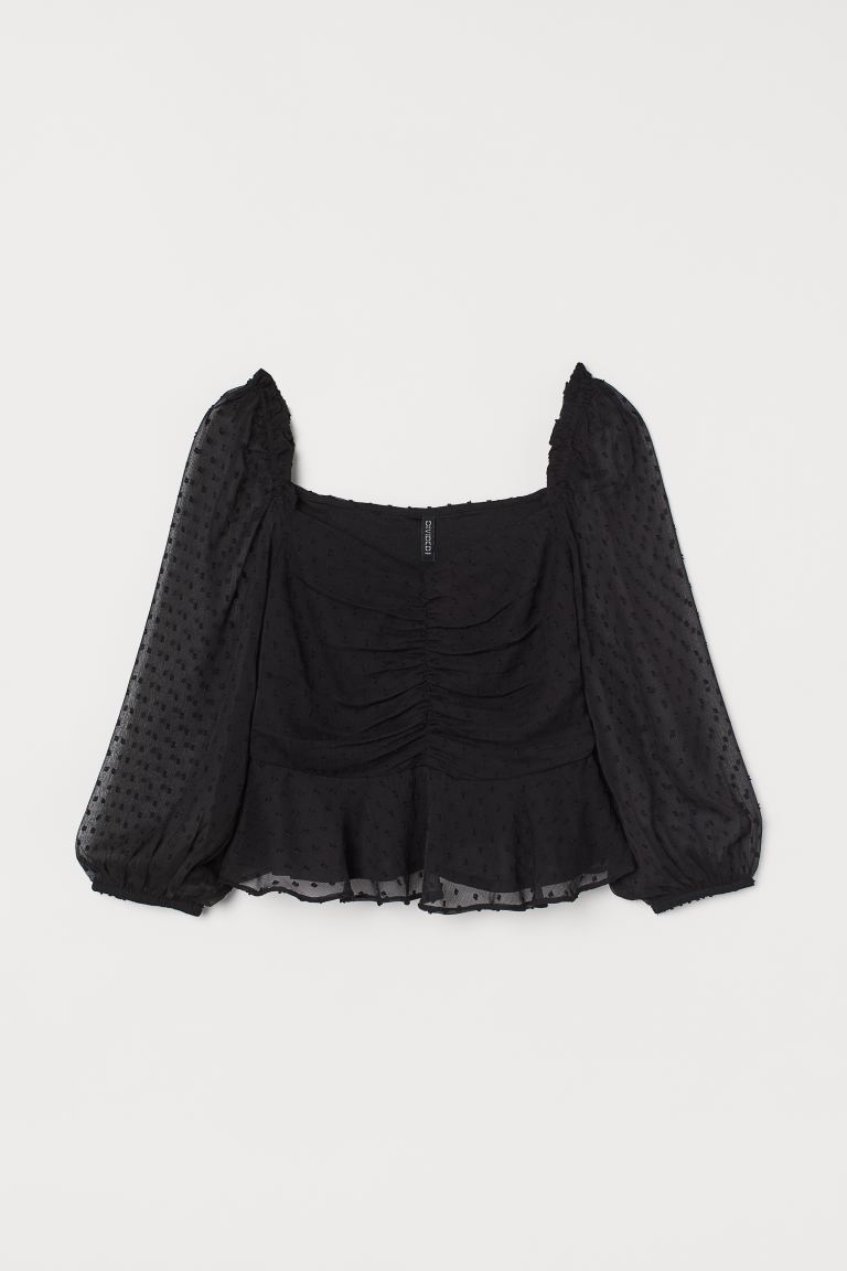 H&M_스위스 도트 시폰 블라우스