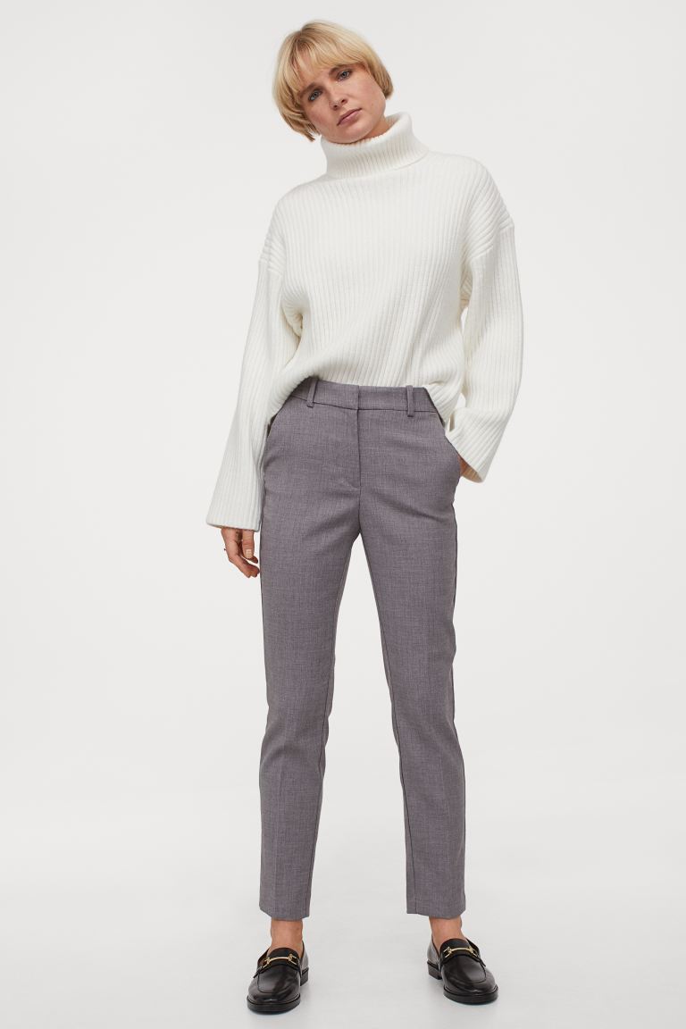 H&M_시가렛 팬츠 그레이 멜란지