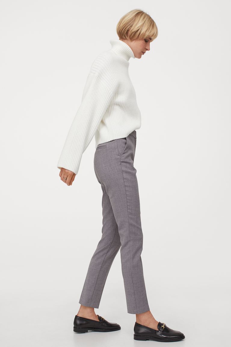 H&M_시가렛 팬츠 그레이 멜란지