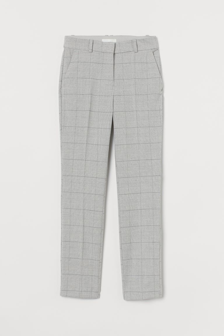 H&M_시가렛 팬츠 라이트그레이 화이트체크