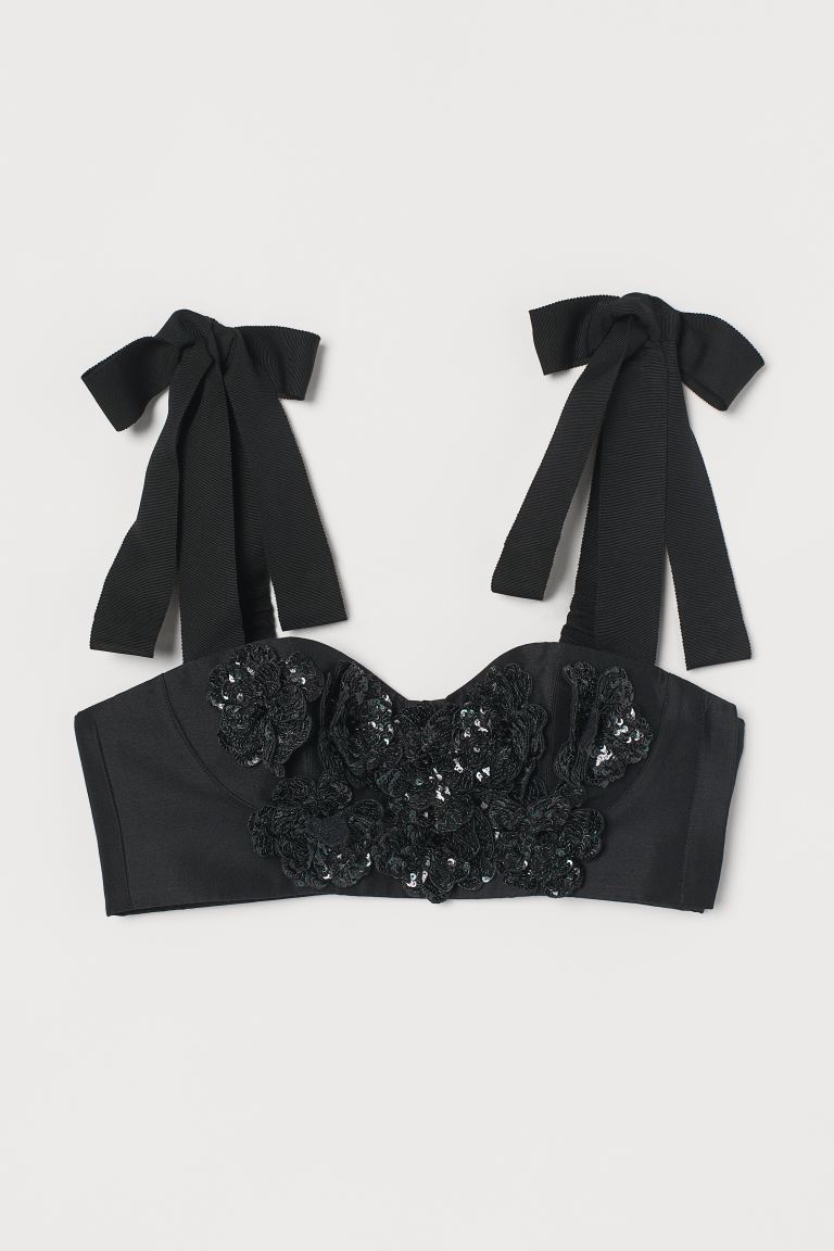 H&M_시퀸 뷔스티에 블랙