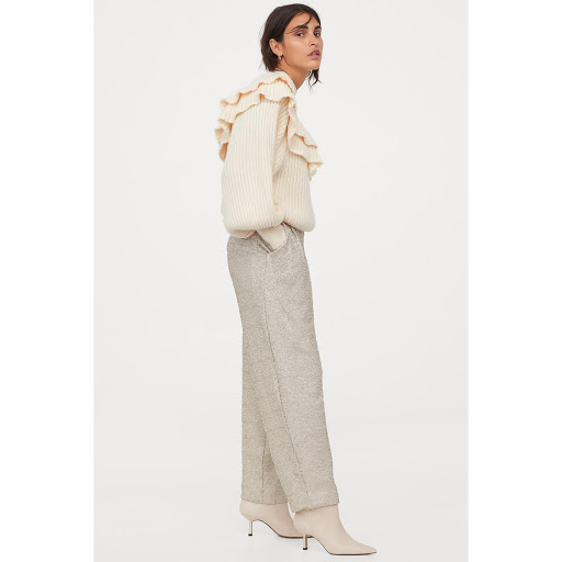 H&M_시퀸 와이드팬츠 라이트 베이지