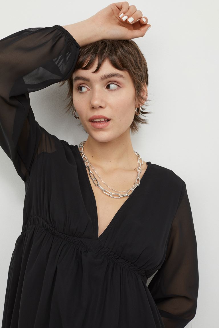 H&M_시폰 드레스 블랙 thumbnail