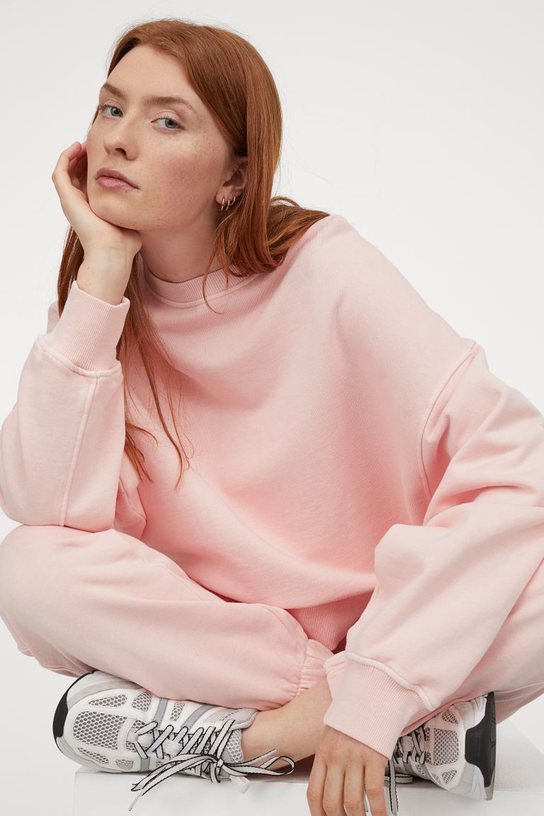 H&M_오버사이즈 스웨트셔츠 라이트 핑크